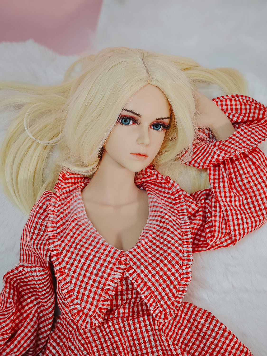 Red & White Plaid Skirt for 65/75/80cm dolls