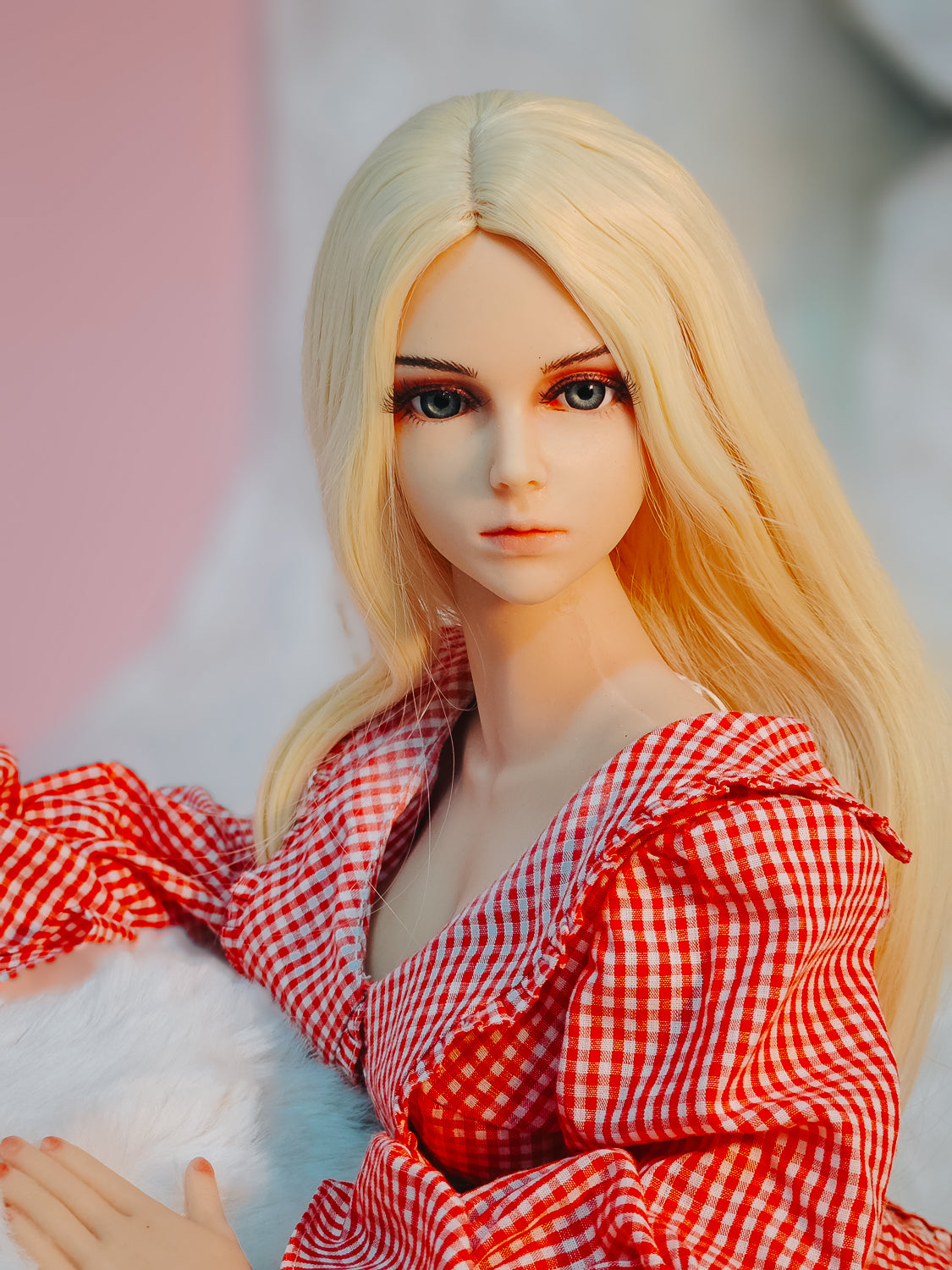 Red & White Plaid Skirt for 65/75/80cm dolls